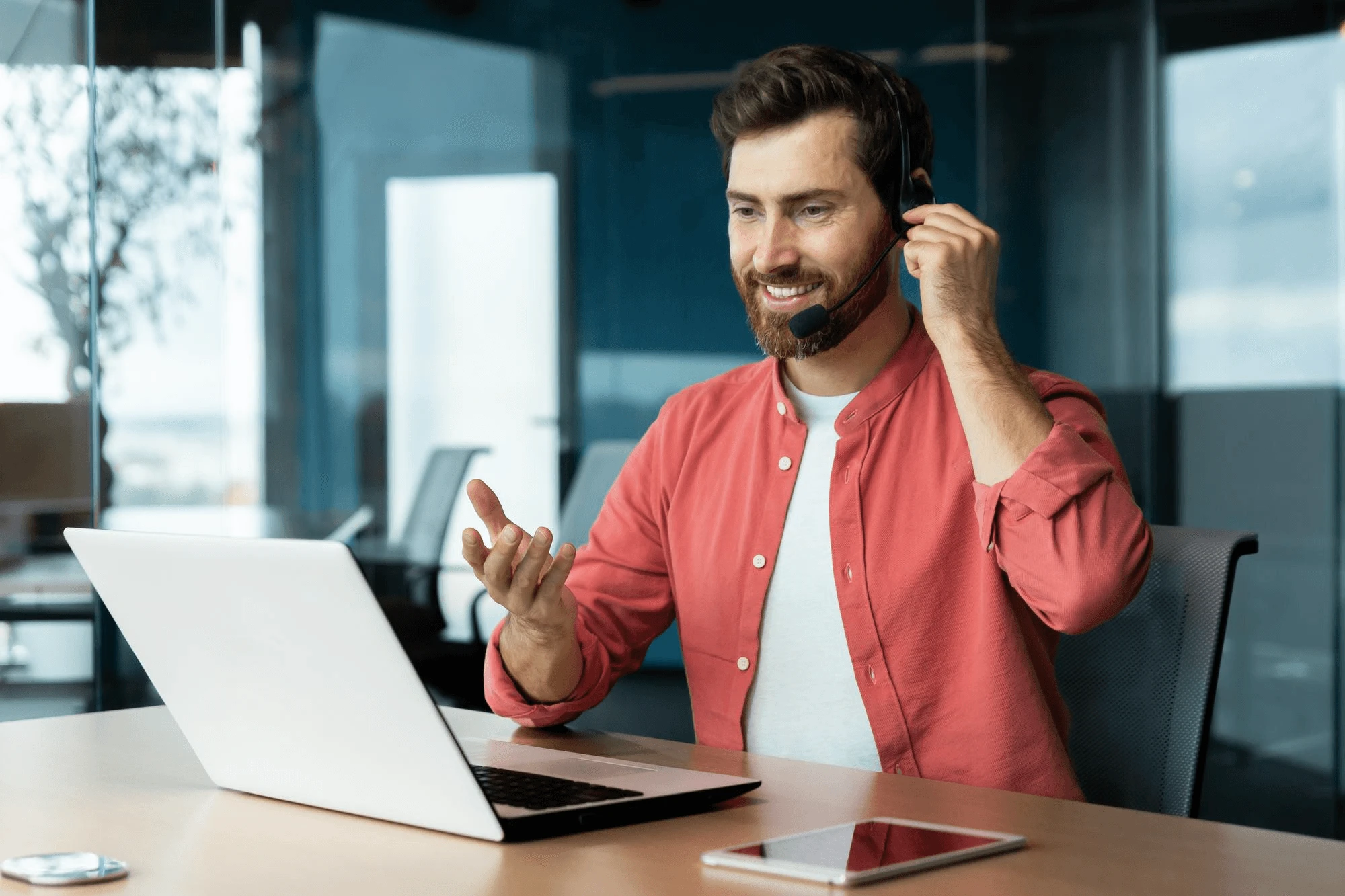 WebCastle consultant on a call, ready to talk about your idea