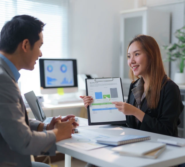 UI and UX consultant presenting a product strategy